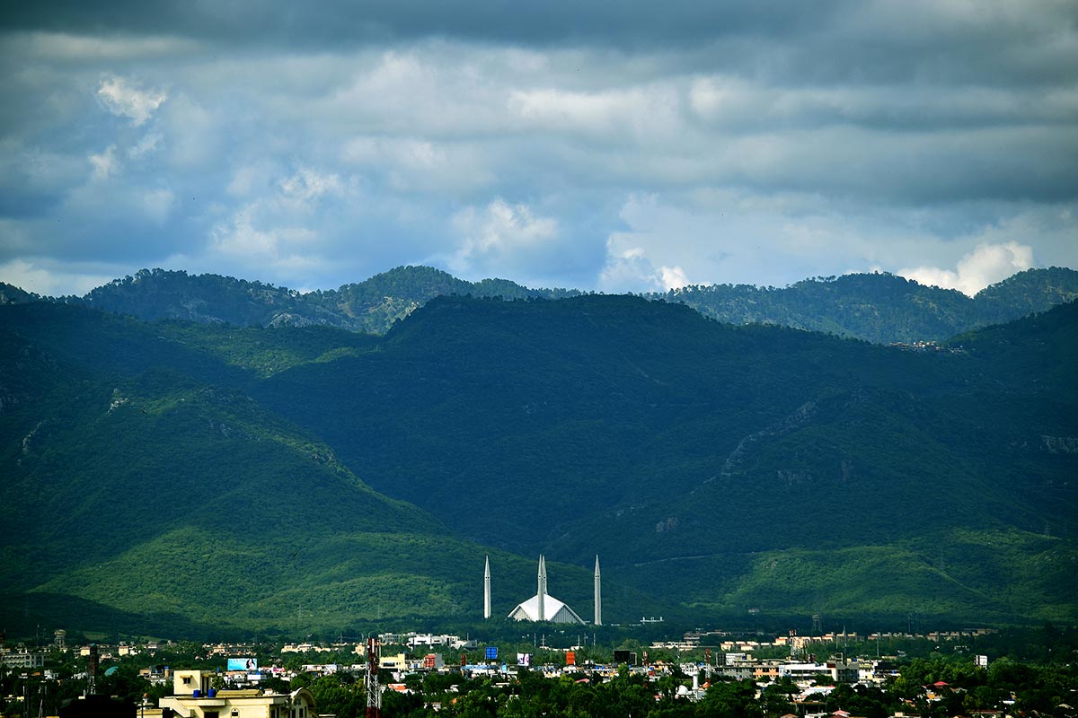 Faisal Mosque with the majestic Margalla Hills in the backdrop.